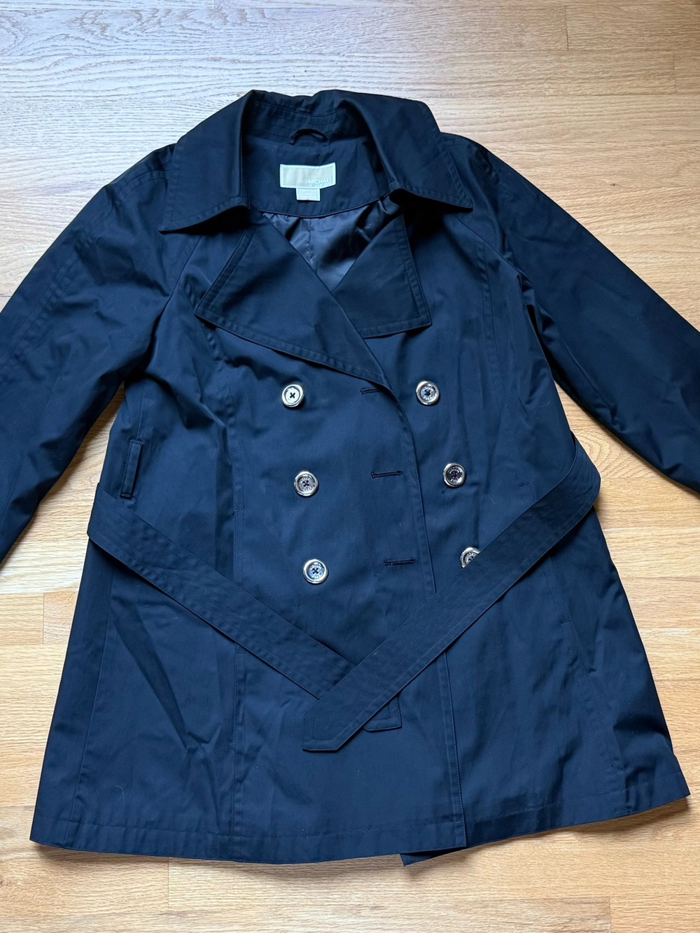 Michael Kors Navy Double-Breasted Trench Coat